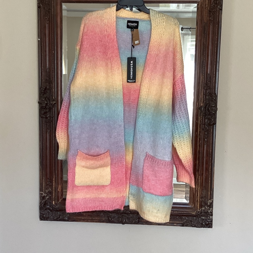 HEIMISH USA Pastel Gradient Open-Front Cardigan